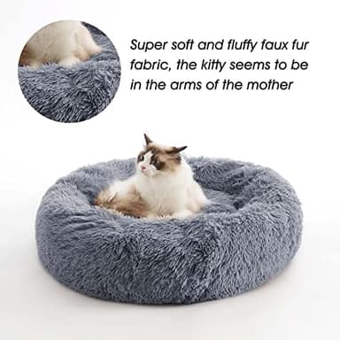 WESTERN HOME WH Calming Dog & Cat Bed, Anti-Anxiety Donut Cuddler Warming Cozy Soft Round Bed, Fluffy Faux Fur Plush Cushion Bed for Small Medium Dogs and Cats (20"/24"/27"/30") - Image 4