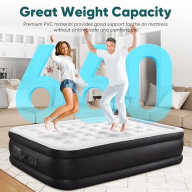 Sweetcrispy Queen Air Mattress - 16" Inflatable Blow Up Airbed with Built-in High Capacity Pump, Double Height, Non-Slip Bottom Design, Weight Capacity 660 lbs Air Bed for Home or Camping - Image 5