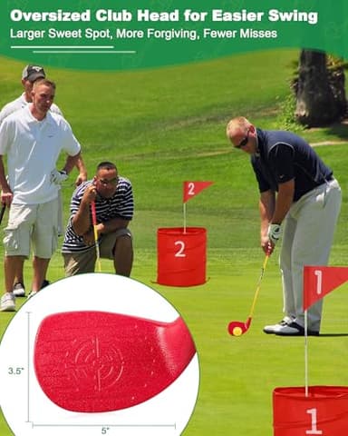 4 Pack Red Golf Clubs with 5” x 3.5” Oversized Heads and 36” Lightweight Carbon Shaft Perfect for Outdoor Yard Games - Image 3