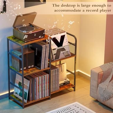 ThreeHio Record Player Stand, Turntable Stand with Vinyl Storage Holds up to 300+ Albums, Storage Cabinet for Vinyl Records, Record Player Table for Living Room - Image 6