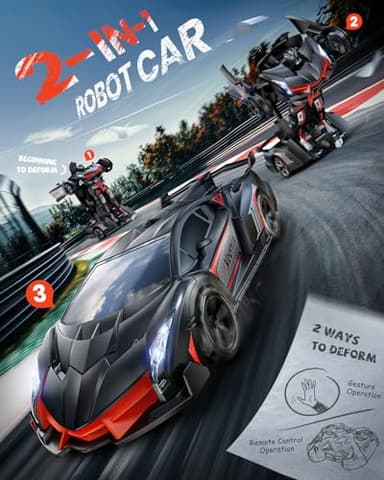 Veeniix V992 Transform Robot RC Car, 1:14 Scale, 2-in-1 Robot Toy Car with Sound & Light Effects, Gesture Sensing, Automatic Deformation, Ideal Gift for Boys and Girls - Image 4