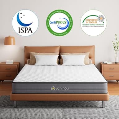 PECHINOU Twin Mattress, 6 Inch, Gel Memory Foam & Spring Hybrid, Plush, White, Breathable & Pressure Relief, Twin Size - Image 2