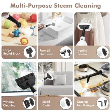 Steam Mop - All-in-one Powerful Handheld Steam Cleaner Detachable Floor Steamer with 11 Accessories, MultiPurpose Steamer for Hardwood Floors, Clothes,Windows,Tiles,Carpet, Whole Home Use, Rose Gold - Image 7