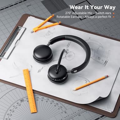 Dytole Wireless Headset with Mic for Work-Bluetooth 5.3 Headset with Noise Cancelling, Wireless Headsets with 65Hrs Battery & 10Min Fast Charge, Smart Dock with Digital Display for PC/Computer/Teams - Image 7