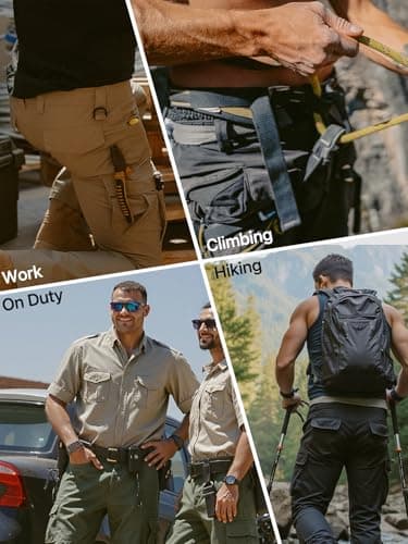 FREE SOLDIER Men's Water Resistant Pants Relaxed Fit Tactical Cargo Work Pants with Multi Pocket (Gray 36Wx28L - Image 7