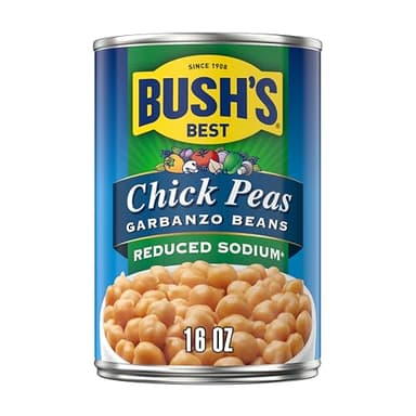 Bush's Best Reduced Sodium Garbanzos Chickpeas, Source Of Plant Based Protein And Fiber, Low Fat, Gluten Free, 16 oz - Image 1
