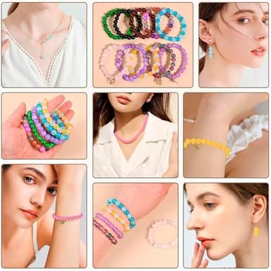 Bijbeads 56 Colors 8mm Glass Beads for Jewelry Making, 1400PCS Crystal Round Beads, Loose Bead Bulk Bracelet Making Kit for DIY Crafts Gifts - Image 6