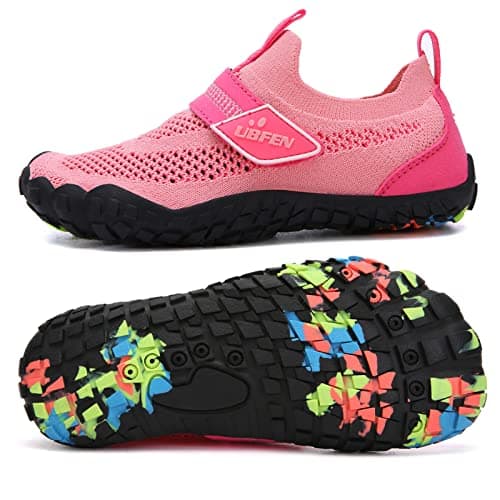 UBFEN Kids Water Shoes for Boys Girls Quick Dry Lightweight Aqua Socks for Toddlers Little Big Kid Barefoot Beach and Pool Sports Non-Slip Swim Shoes D Pink 12.5 Little Kid - Image 1