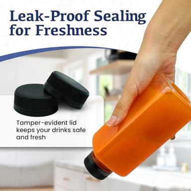 Holotap 42Pcs 16Oz Plastic Juice Bottles with Caps, Empty Plastic Bottles for Juicing,16Oz Juicing Containers with Tamper Evident Caps Ideal for Water and Other Beverages (Black, 16 OZ) - Image 5