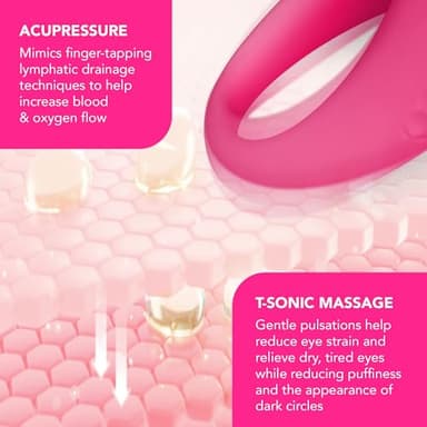 FOREO Eye Revive IRIS 2 Bundle - Lymphatic Drainage Eye Massager IRIS Hydrating Hydrogel Eye Mask, 60 pcs Dark Eye Circle Remover & Eye Bags Remover - Eye Puffiness Reducer - Fuchsia - Image 5