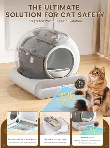 (2025) Self Cleaning Litter Box, Upgraded Robot Automatic Litter Box for Multiple Cats, 65L+9L Extra Large, Features Negative ion Sterilization and Deodorization, APP Control, 3 Rolls Litter Liners - Image 4