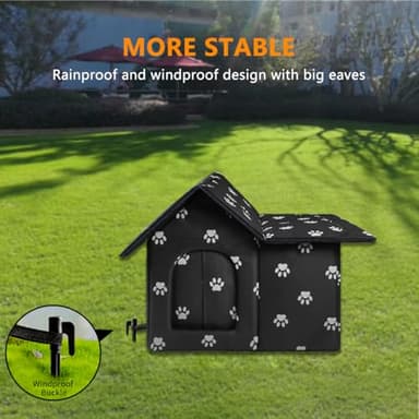 Large Cat Houses for Outdoor Cats, Weatherproof Outdoor House for Feral Cats, Collapsible Outside Cat House with Windproof Door, DIY Cardboard and Soft Mat, Warm Stable Stray Cats Shelter in Winter - Image 8