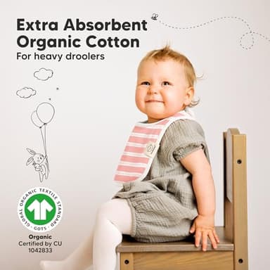 8-Pack Organic Baby Bibs for Boys, Girls - Soft Cotton Drooling and Teething Bibs for Baby Girl & Boy, Extra Absorbent, Easy To Clean & Put On for Toddler, Newborn, Infant 0-24 Months (Sweet Charm) - Image 5