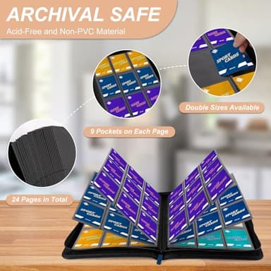 Trading Card Binder 9 Pocket, 432 Side-Loading TCG Album Folder Book Fit for MTG Baseball Football Sports Cards, Easy to Use Card Collection Binder with Zipper Blue - Image 2