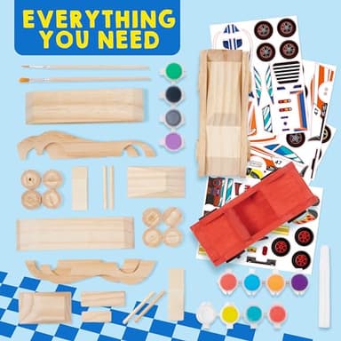 Klever Kits 4 DIY Wooden Race Cars-Build & Paint Your Own Wood Craft Kit, 4 Race Cars Toy, Easy to Assemble Arts Crafts Kit, Birthday Party Presents for Kids Boys and Girls - Image 3