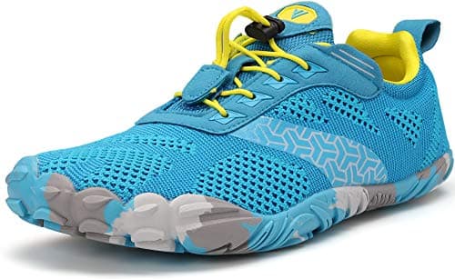 WHITIN Men's Trail Running Shoes Minimalist Barefoot Five Fingers Wide Toe Box Size 10 Gym Workout Fitness Zero Drop Minimus FiveFingers Light Blue 43 - Image 1