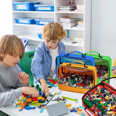 4 PCS Toys Storage Bag, Classic Bricks Building Set Storage Bag, Travel Case for Building Toys, Puzzles - Image 5