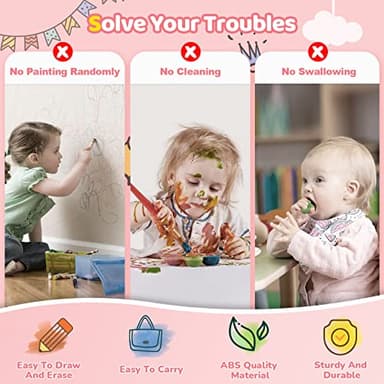 Kikidex Toddler Toys for 1-3 Years, Sturdy Magnetic Doodle Board, Reusable, No Mess, Educational Learning Toys for Kids' Birthday (Rose) - Image 3