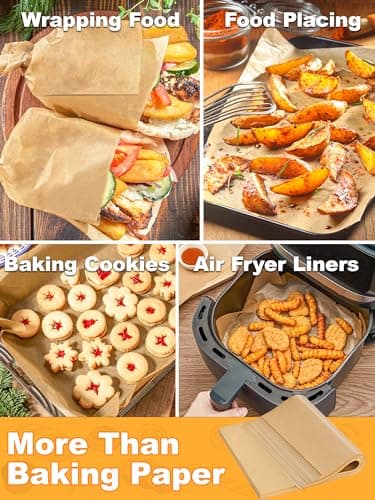 SMARTAKE 50 Pcs Parchment Paper Baking Sheets, 9x13 Inches Non-Stick Precut Baking Parchment, for Baking Grilling Air Fryer Steaming Bread Cup Cake Cookie and More (Unbleached) - Image 7