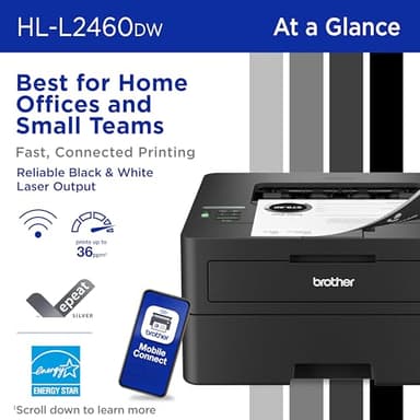 Brother HL-L2460DW Wireless Compact Monochrome Laser Printer with Duplex, Mobile Printing, Black & White Output - Image 2