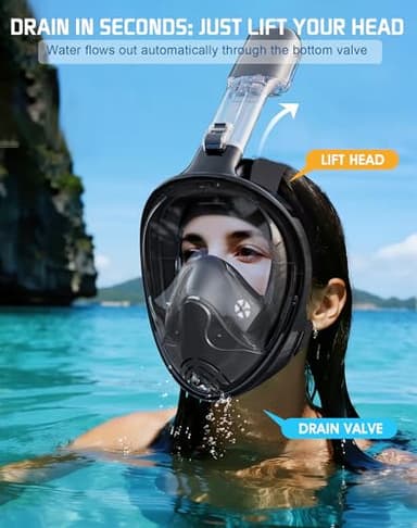Greatever Full Face Snorkel Mask, Snorkeling Gear for Adults with Latest Dry Top Breathing System and Detachable Camera Mount, Snorkel Mask Adult, Snorkels Anti-Fog & Anti-Leak - Image 7