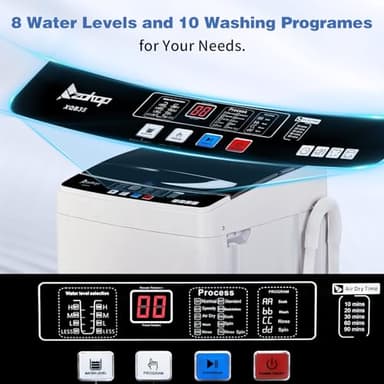 Winado White 15.6Lbs Top Load Portable Washer, 10 Wash Programs, 8 Water Levels, 2-in-1 Washer and Dryer Combo, High Efficiency, Fully Automatic, Low dB Noise, Ideal for Apartments, RV, Camping - Image 3