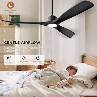 BOOSANT 60" Smart Ceiling Fan with Lights,Outdoor Ceiling Fan 3 Blade,Work with Alexa/Gg/App/Remote,3-Color Light 6-Speed Quiet Reversible DC Motor for Patio Porch Bedroom,Black - Image 8