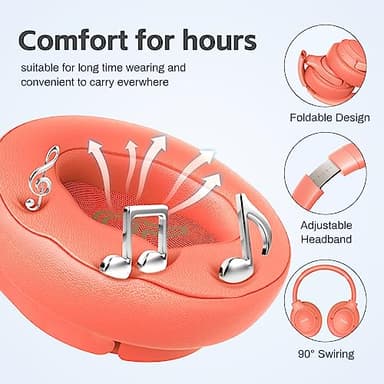 BERIBES Bluetooth Headphones Over Ear, 65H Playtime and 6 EQ Music Modes Wireless Headphones with Microphone, HiFi Stereo Foldable Lightweight Headsets, Deep Bass for Home Office Cellphone PC Ect. - Image 2