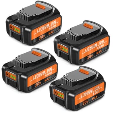 Amityke 20v Max Battery 6.0A Replacement for Dewalt 20v Max Battery 4Pack Compatible with Dewalt 20V Series Cordless Power Tools and Charger - Image 1