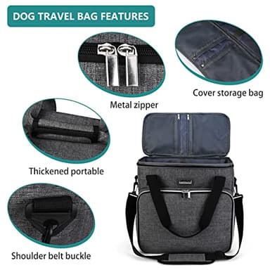 BAGLHER Dog Travel Bag, Pet Travel Bag (ALL Pet Travel Supplies), With 2 Pet Food Containers and 2 Collapsible Silicone Bowls; Essential Kits for Pet Travel Grey - Image 4