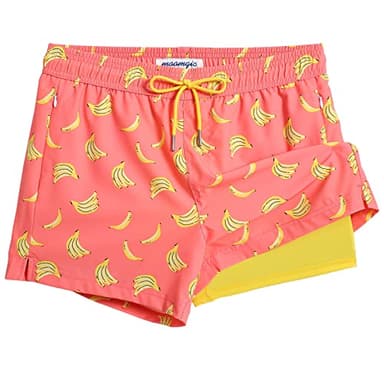 maamgic Mens Swim Trunks with Compression Liner Short Stretch Mens Bathing Suit Quick Dry Swimming Trunks Swimsuit Banana Orange Medium - Image 1