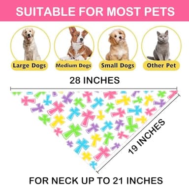 Easter Dog Bandanas 2 Pack, Triangle Reversible Rabbits Chilck Blue Pink Plaid Dog Scarfs for Boy and Girl, Pet Scarves for Easter Bandanas Bulk for Small Medium Large Dogs (Cross+Bunny, One Size) - Image 4