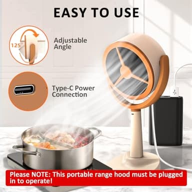 SYNAMENO Portable Range Hood Desktop Kitchen Exhaust Fan for Cooking with 2-Speed Suction, Hangable Design with 5 Detachable Filters, for Hot Pot, Indoor BBQ, RV Camping, Small Kitchen - Image 4