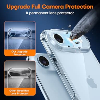 TAURI for iPhone Air Case, Full Camera Protection with Screen Protector, Anti-Yellowing Military-Grade Protection Shockproof Slim Phone Case for iPhone 17 Air 6.5 inch, Clear - Image 4