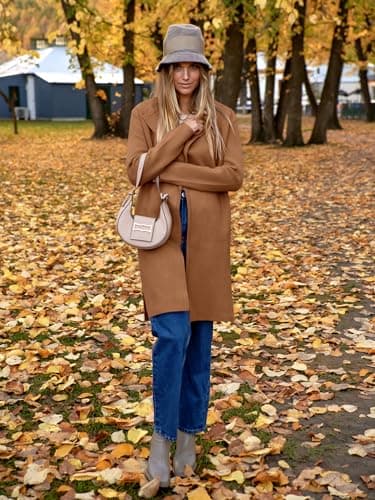 ANRABESS Women's Long Cardigans Sweater 2025 Fall Dressy Casual Lapel Knit Warm Trench Coatigan Oversized Blazer Jacket Coat Caramel Small - Image 2