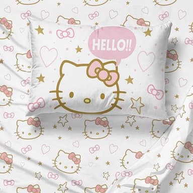 Jay Franco Hello Kitty Twin Comforter Set - 5 Piece Bedding Includes Sheet Set & Pillow Covers - Super Soft Pink Bedding - Image 4
