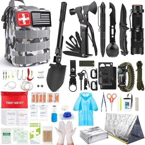 Survival Kits,222 PCS Emergency Survival Gear First Aid Kits with Molle System Compatible Bag Outdoor Camping Gear Emergency Kits for Hunting,Hiking,Fishing, Gifts for Men Women - Image 1