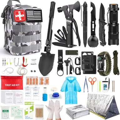 Survival Kits,222 PCS Emergency Survival Gear First Aid Kits with Molle System Compatible Bag Outdoor Camping Gear Emergency Kits for Hunting,Hiking,Fishing, Gifts for Men Women - Image 1