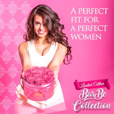 GLAMOUR BOUTIQUE Flower Forever Gift Box 12 Real Preserved Roses in Round Velvet White Box, Handmade, Rose Petals, Birthday, Marriage, Anniversary, Graduation - Velvet Pink - Image 3