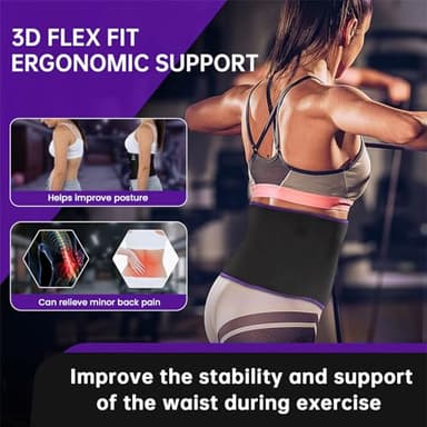 RIYA Waist Trimmer Sweat Waist Trainer for Women and Men Waist Sweat Belt Band Belly Stomach Wrap Purple - Image 5