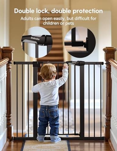Babelio Baby Gate for Doorways and Stairs, 26-40" Auto Close Dog Gate, Easy-Install Pressure Mounted Satey Door, No Drilling Safety Gate for Child and Pets, Pressguard, Black - Image 2