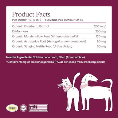 Fera Pets Bladder Support - Cranberry for Dogs & Cats - D-Mannose & Marshmallow Root - Urinary Tract Support - Supports Normal Urine pH - Boosts Immunity - 60 Scoops - Image 6