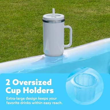 SLOOSH Inflatable Tanning Pool Lounger Float, 70" x 46" Pool Floats Adult with Pillow, 4 in 1 Suntan Tub Raft Floatie,Sunbathing Bed Lounge for Water Blow Up Kids Ball Pit Party Gifts, L-Blue - Image 4