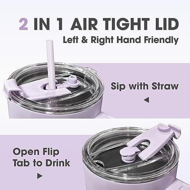 osse 40oz Tumbler with Handle and Straw Lid | Double Wall Vacuum Reusable Stainless Steel Insulated Water Bottle Travel Mug Cup | Modern Insulated Tumblers Cupholder Friendly (Orchid) - Image 4
