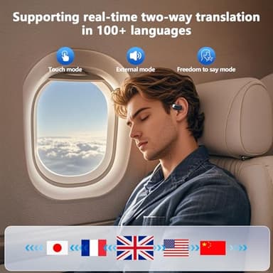 AI Translation Earbuds Real Time, 144 Language Translator Earbuds with APP Compatible with iOS & Android, Bluetooth Headphones Translating Device for Travel Business and Learning - Black - Image 9