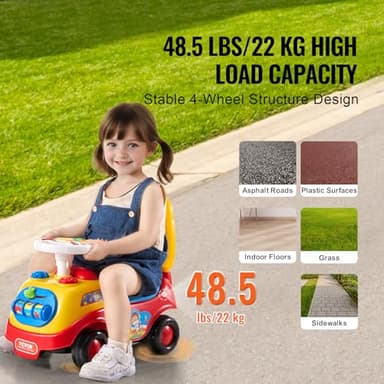 VEVOR Ride On Push Car for Toddlers, Ages 19+ Months, Ride Racer, Sit to Stand Toddler Ride On Toy, Kids Ride On Car with Music Steering, Horn & Under Seat Storage, Ride On Toy for Boys Girls, - Image 3