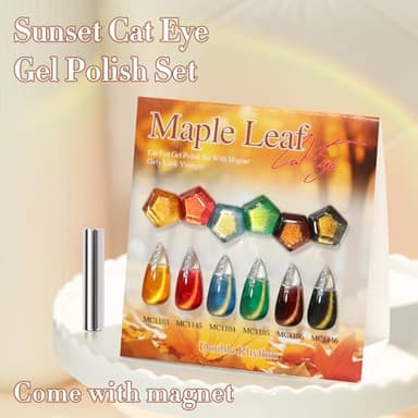 Double Rhythm Cat Eye Gel Nail Polish Set of 6 Same Color Same Bottle 0.5 Oz Shimmer Glitter with Magnet Holographic Reflective Magnetic UV Polish Kit (Golden Black Brown Red Blue Green-T6-33) - Image 6