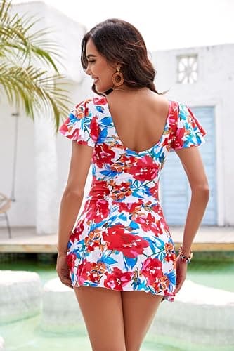 Eagerbuy Women's One Piece Swimdress Swimsuits for Women Tummy Control Swim Dresses Skirt Ruffled Bathing Suit - Image 3