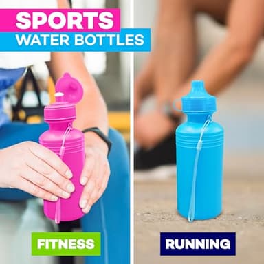 4E's Novelty Bulk Water Sports Bottles for Kids 18 oz - 12 Pack Squeeze Reusable Plastic, Neon Colors, BPA Free, Kids Water Bottles Party Favor Gift Giveaways, End of Year Student Gifts from Teacher - Image 6