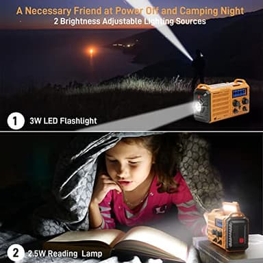 Eoxsmile Emergency Radio with NOAA Weather Alert– 5000mAh Solar Hand Crank Portable AM/FM Shortwave Radio, Rechargeable Battery, USB Charger, Flashlight, SOS Alarm for Home Outdoor Hurricane Survival - Image 5